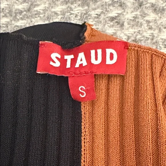 Staud Two-Tone Black and Brown Button-Up Dress - Picture 3 of 3